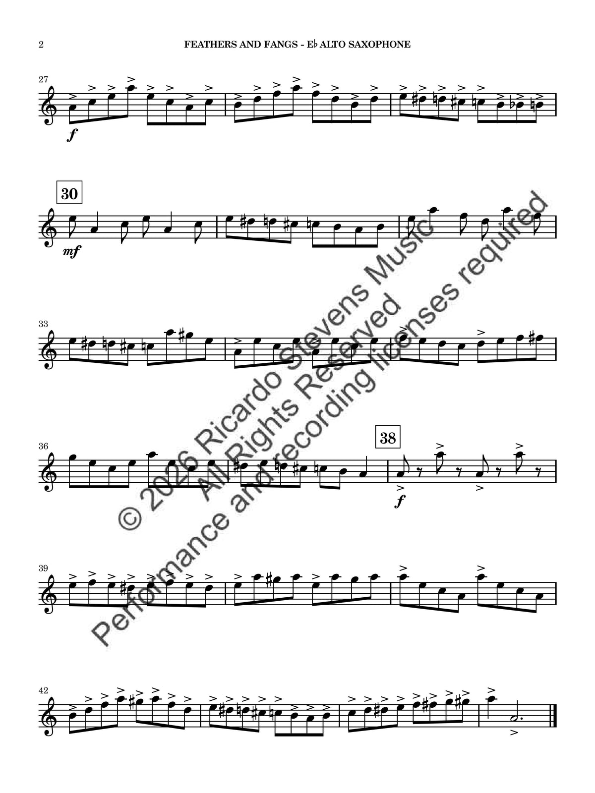 Feathers and Fangs (Eb Alto Saxophone)