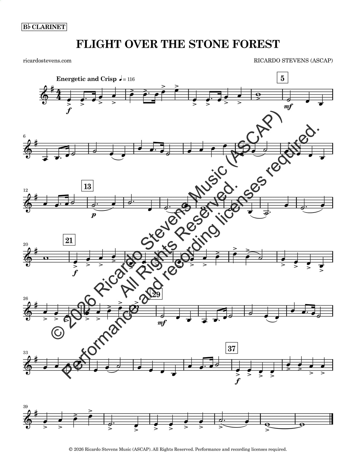 Flight Over the Stone Forest (Bb Clarinet)