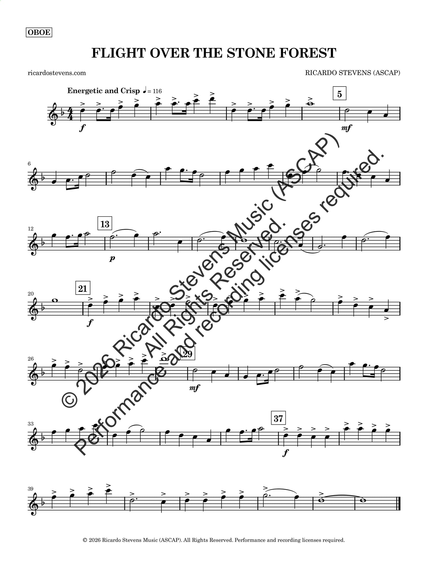 Flight Over the Stone Forest (Oboe)