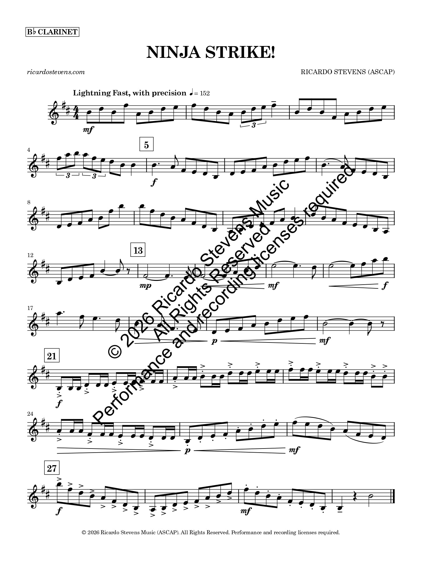 Ninja Strike! - Bb Clarinet