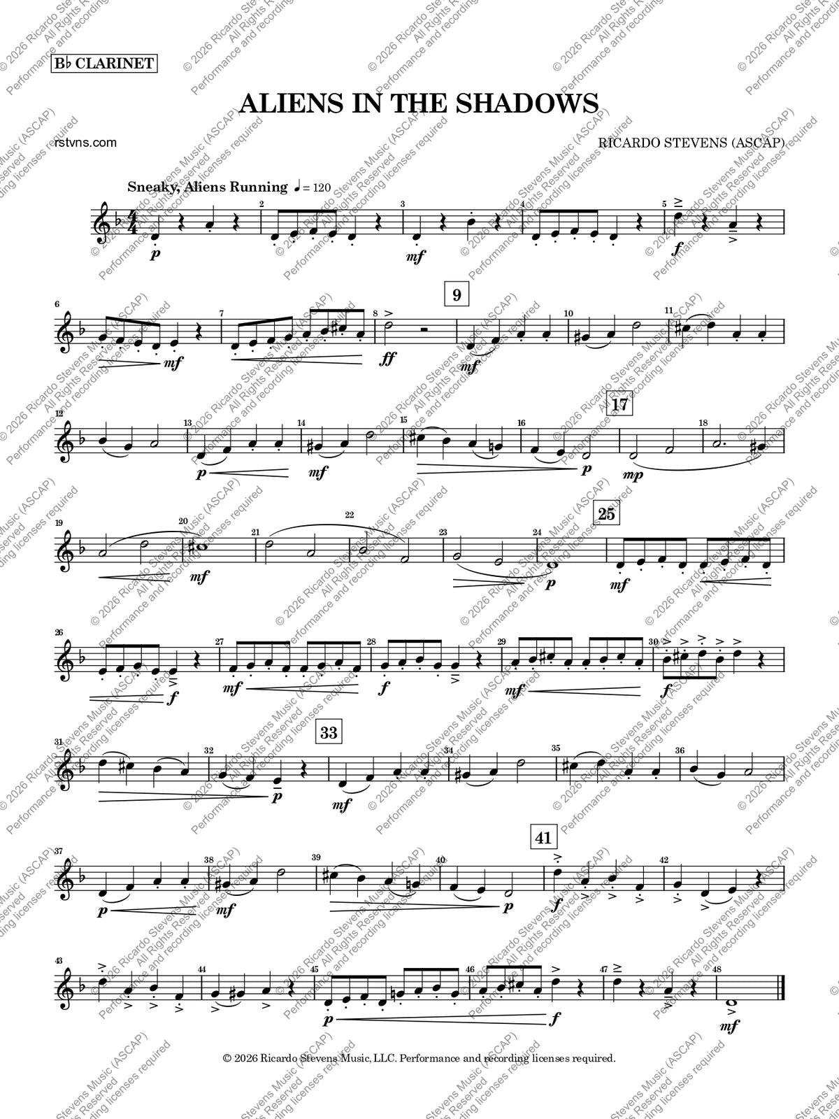Aliens in the Shadows (Bb Clarinet)