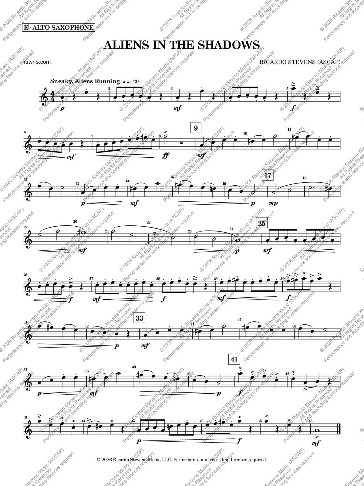 Aliens in the Shadows (Eb Alto Saxophone)