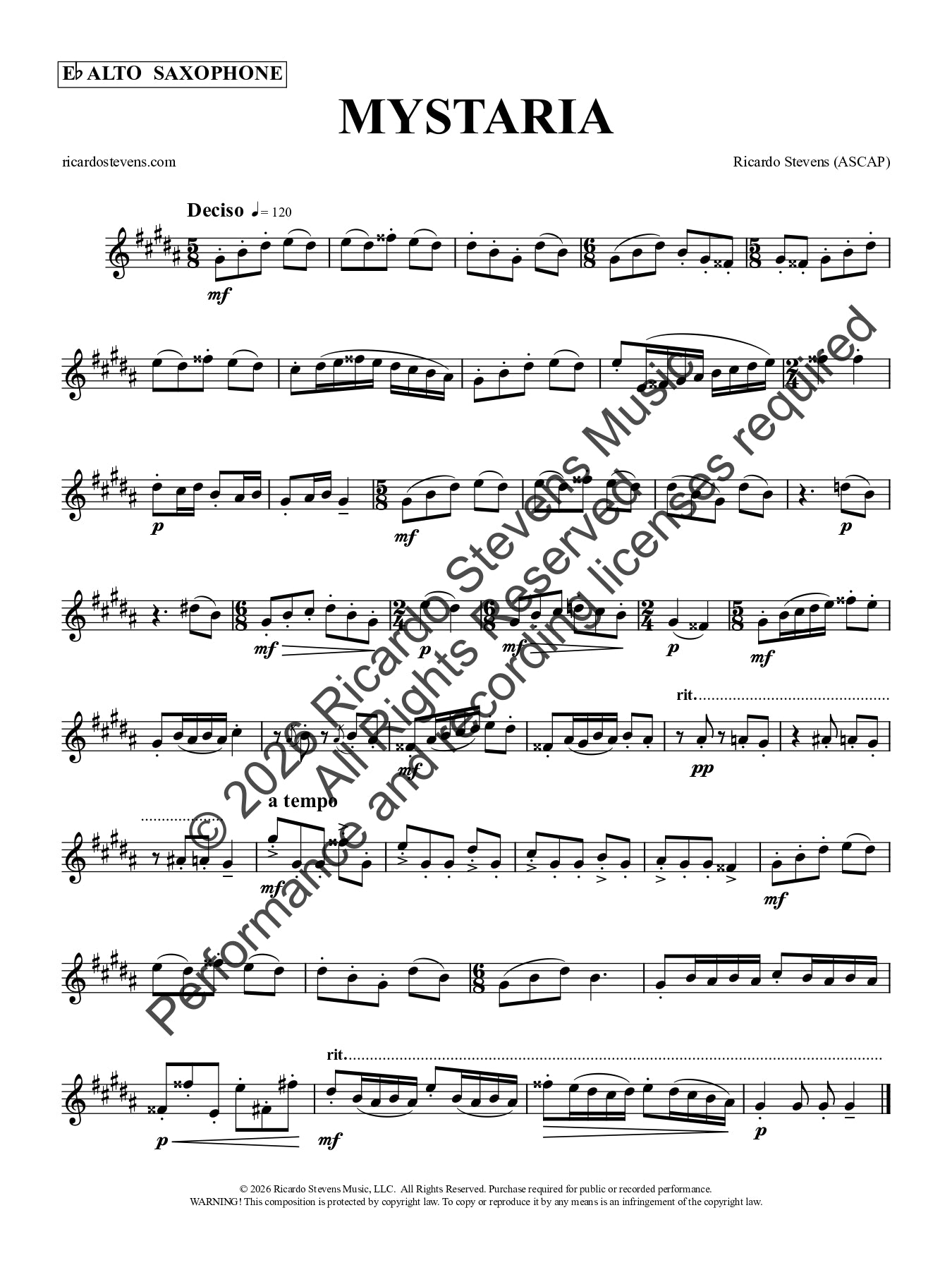 Mystaria (Eb Alto Saxophone)