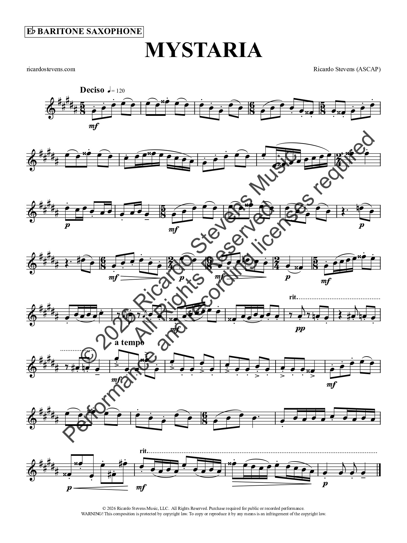 Mystaria (Eb Baritone Saxophone)