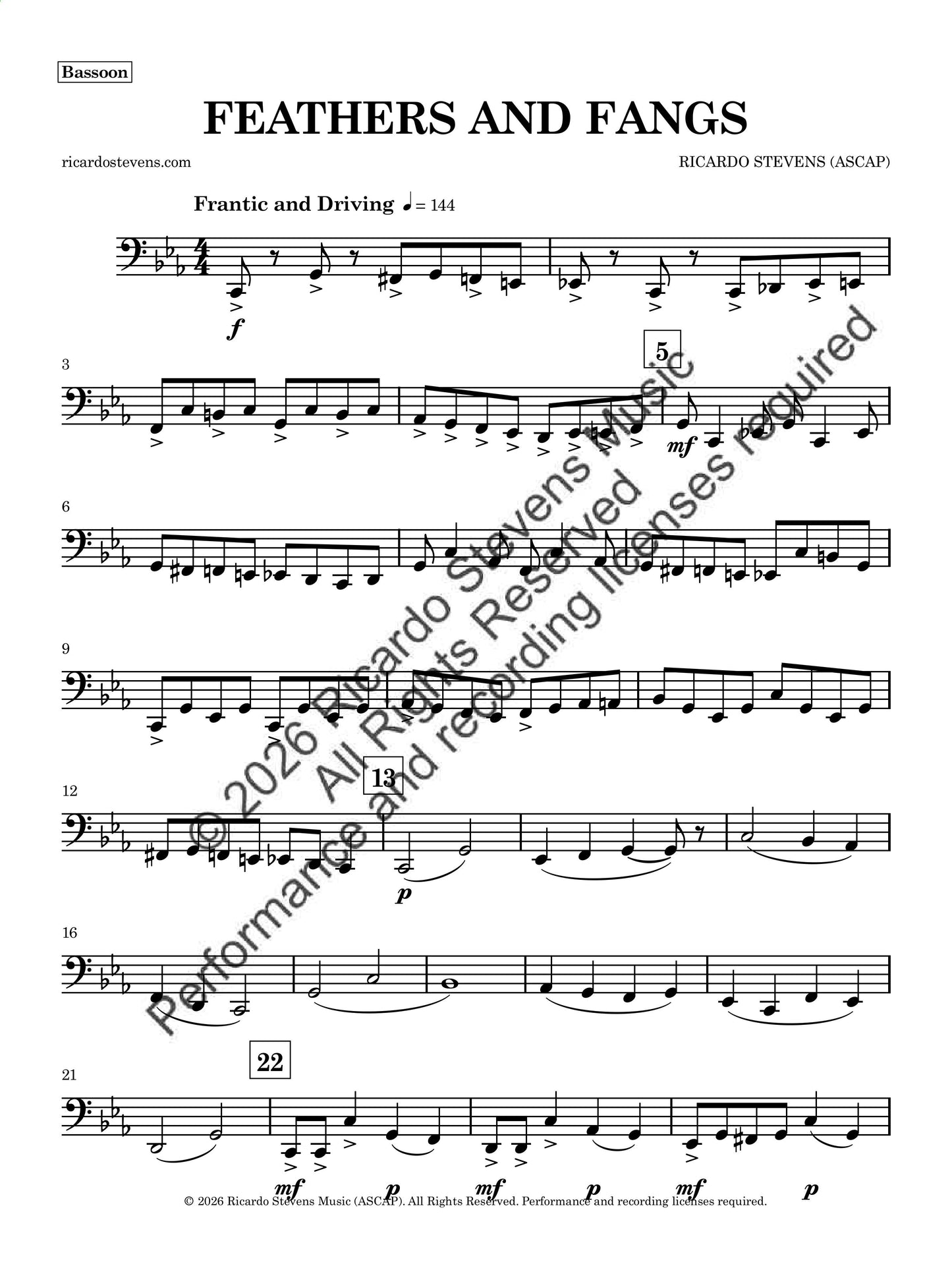 Feathers and Fangs (Bassoon)