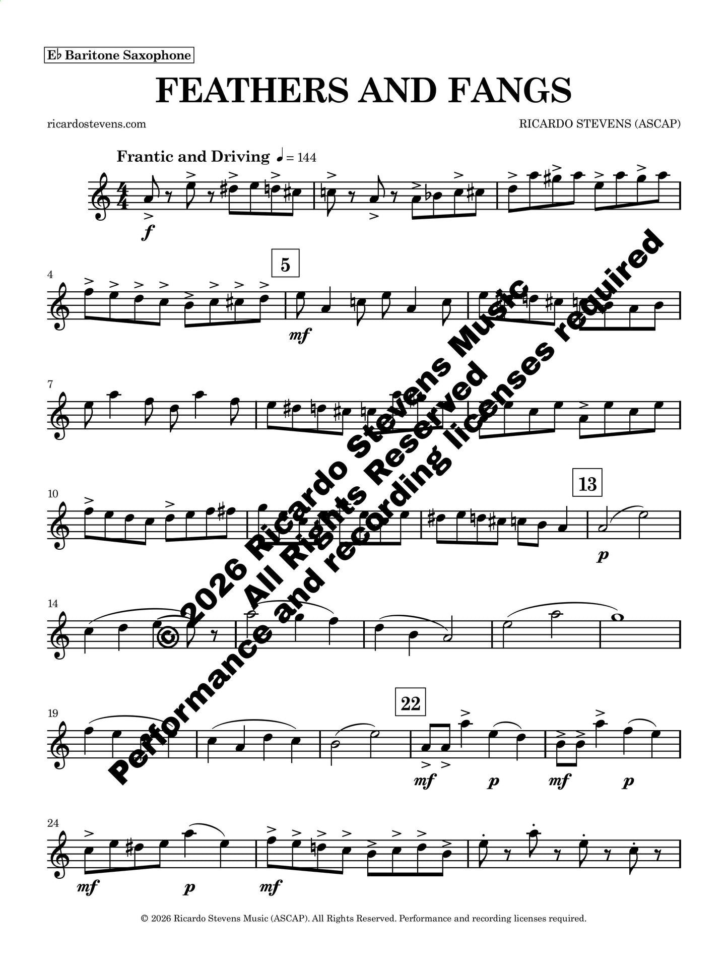 Feathers and Fangs (Eb Baritone Saxophone)