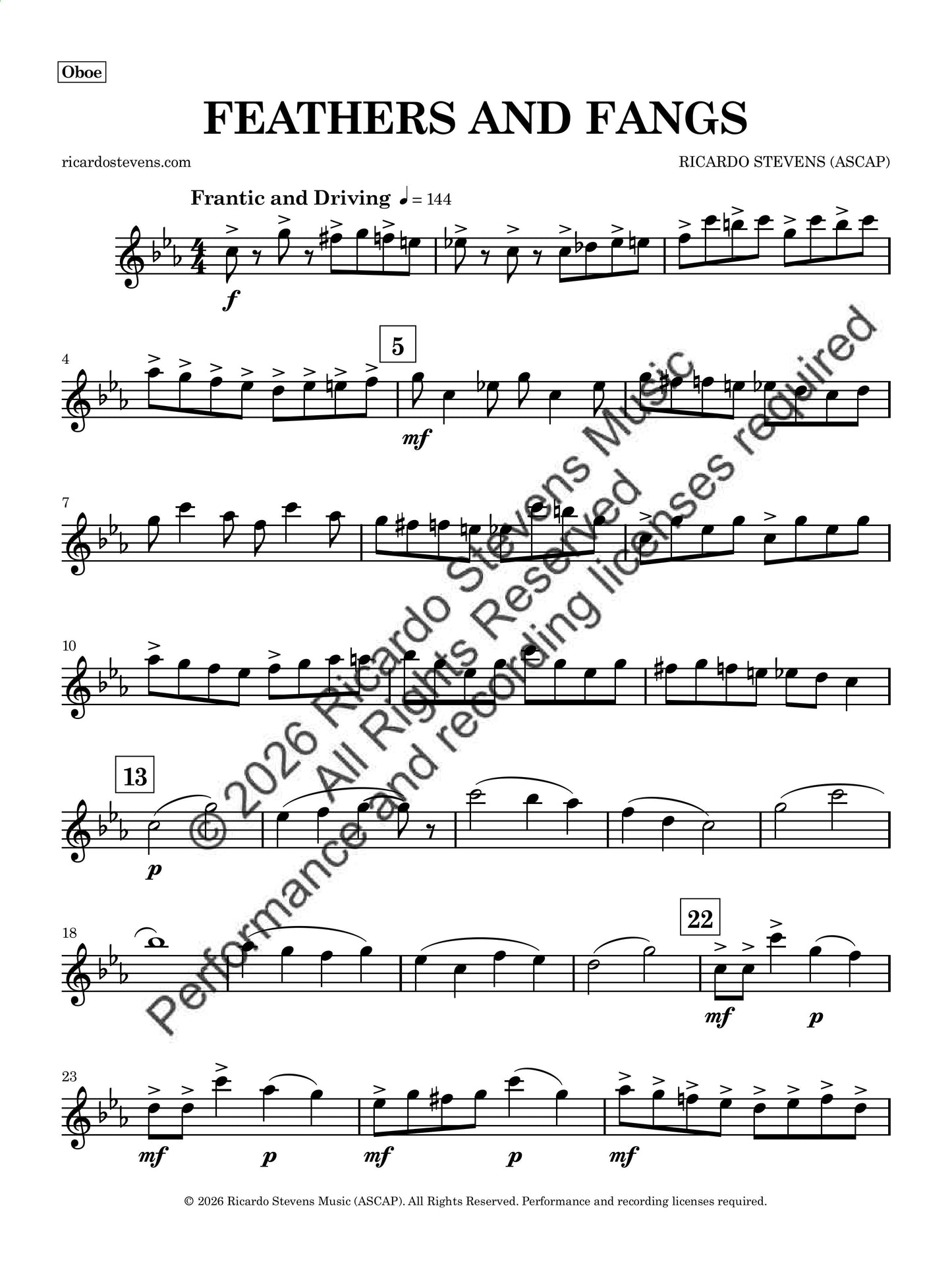 Feathers and Fangs (Oboe)