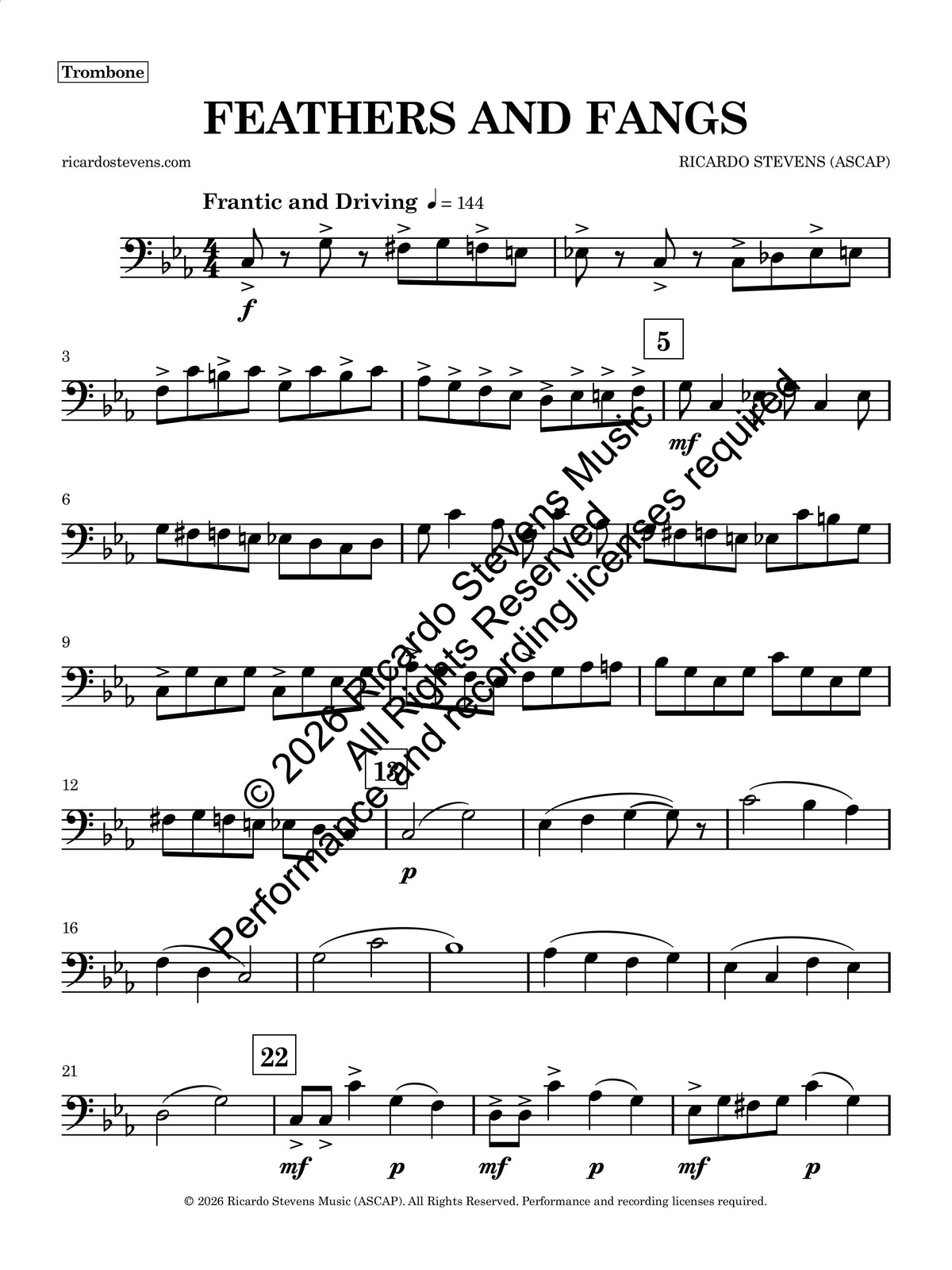 Feathers and Fangs (Trombone)