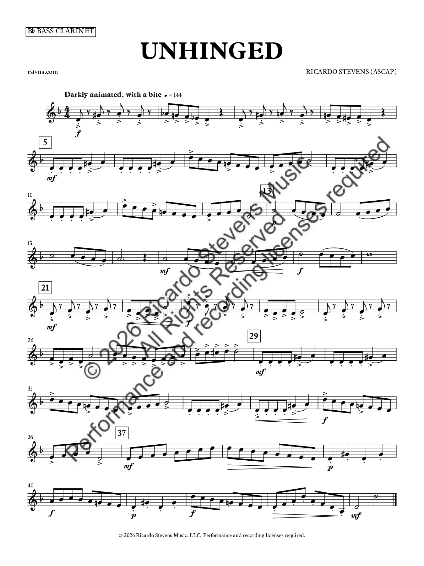Unhinged (Bb Bass Clarinet)