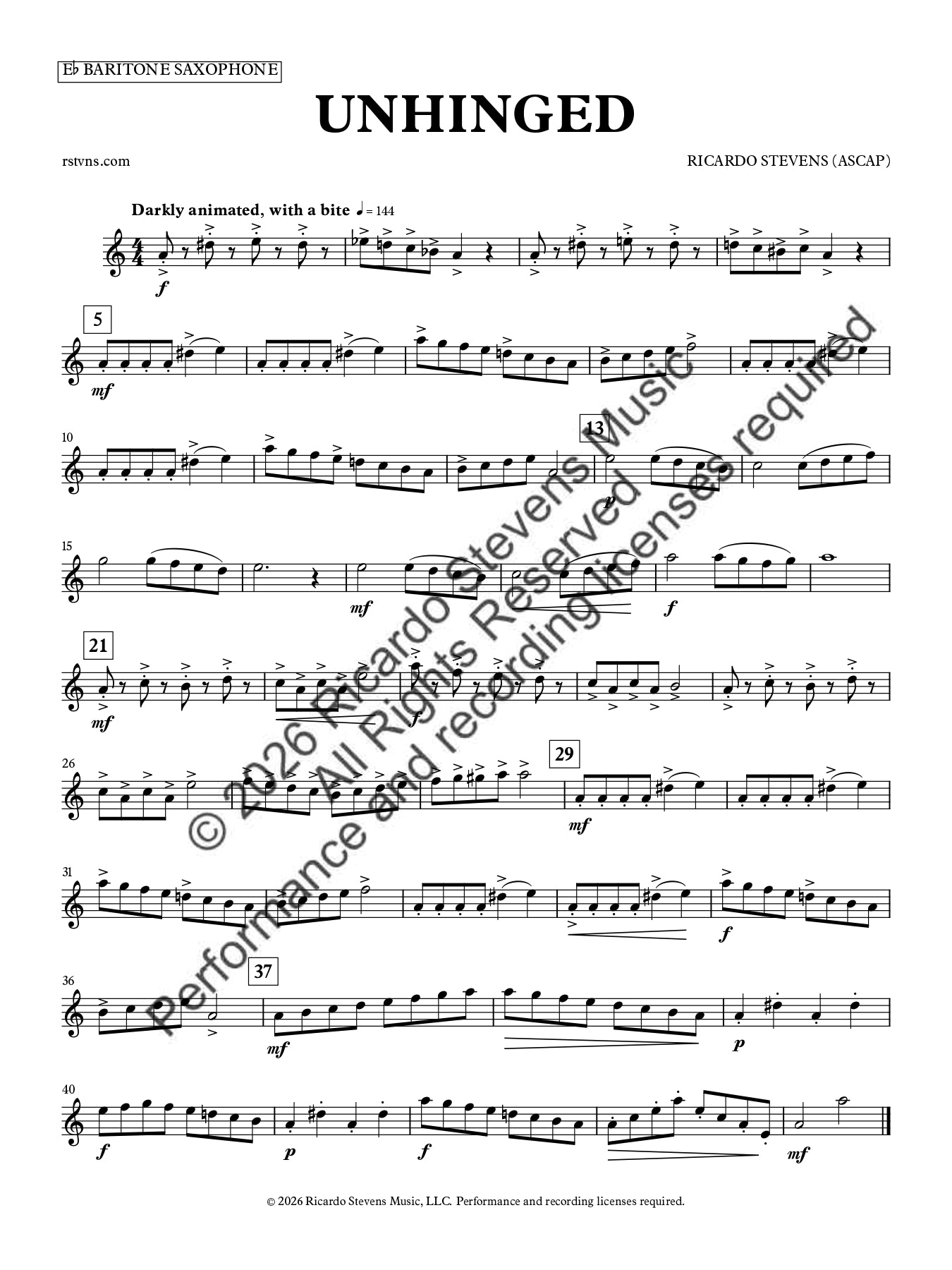 Unhinged (Eb Baritone Saxophone)