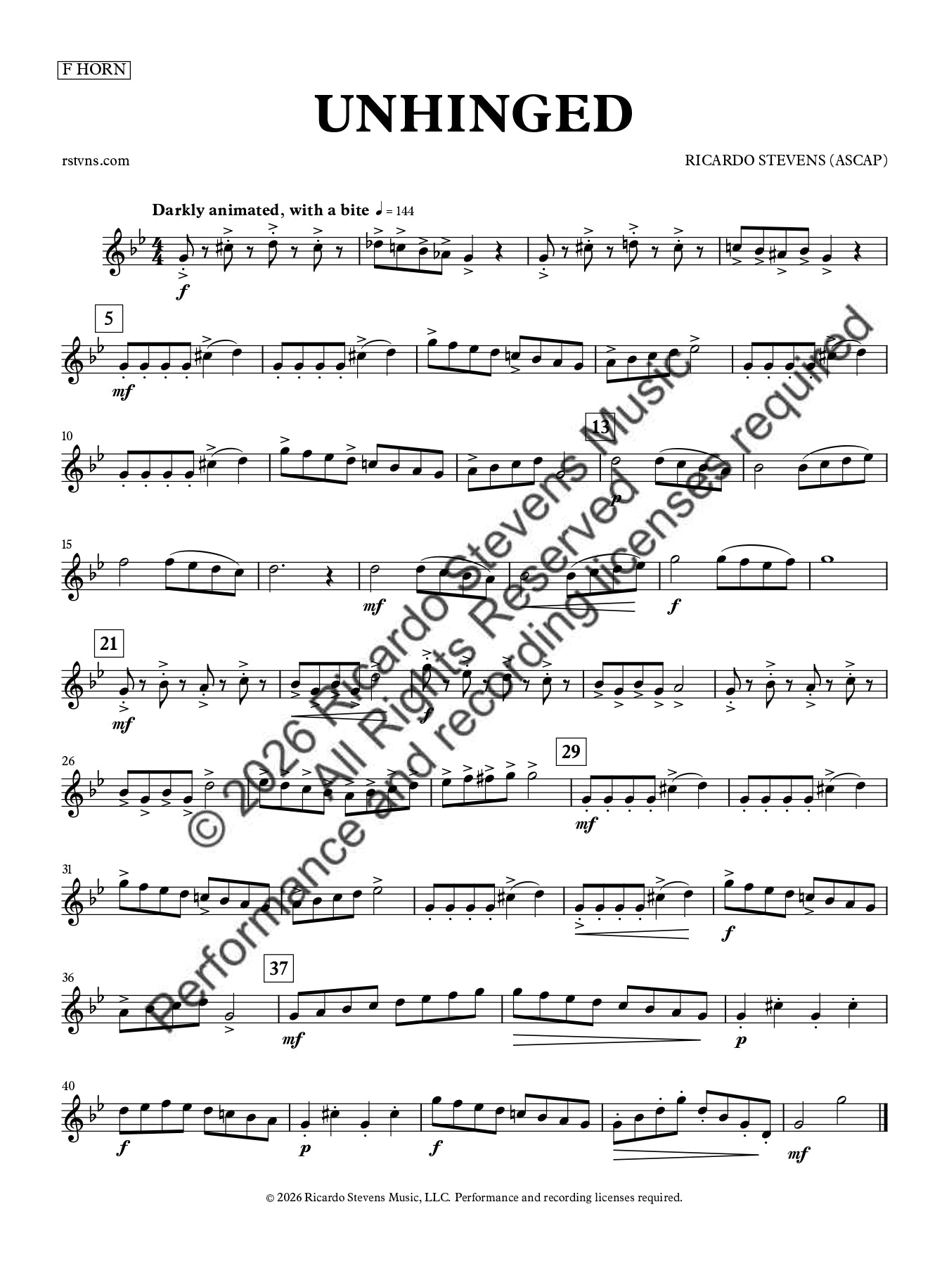 Unhinged (F Horn)